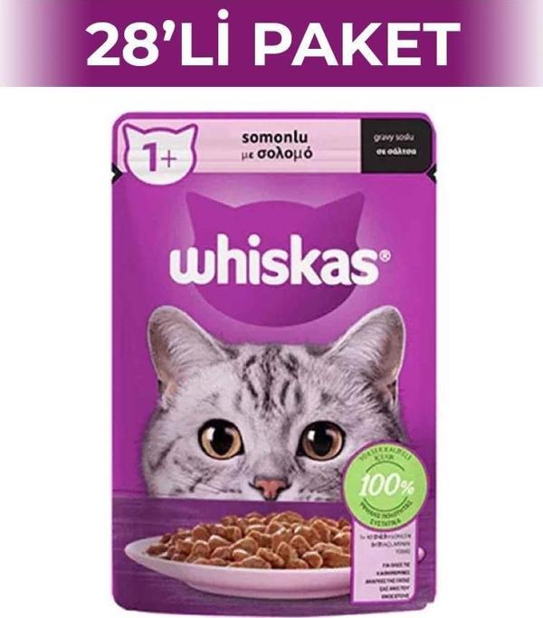 Whiskas Pouch Somonlu Yetişkin Kedi Konservesi 85 gr 28 Adet - Image 1
