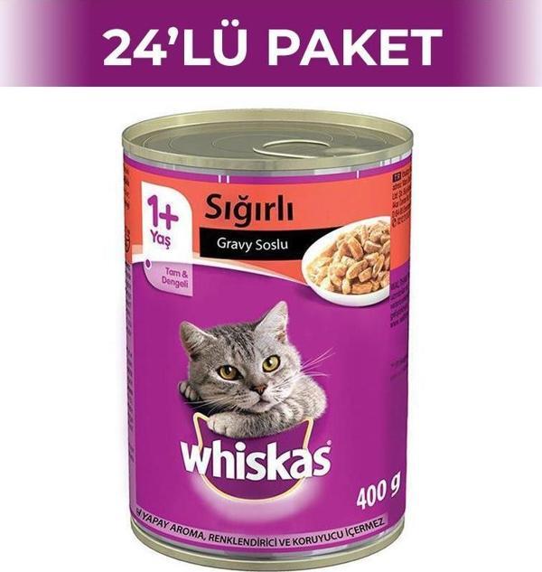 Whiskas Sığır Etli Soslu Yetişkin Kedi Konservesi 400 gr 24 Adet - Image 1