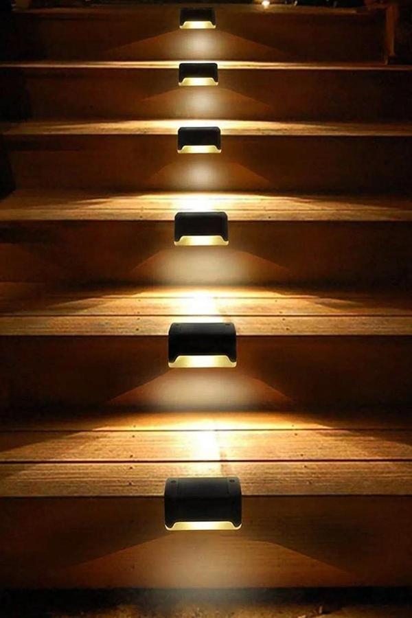 Solar Güneş Enerjili Köşebent Merdiven Veranda Bahçe Led Lamba Tekli Dekor Bahçe Aydınlatma 1 Adet DG-998 - Image 1