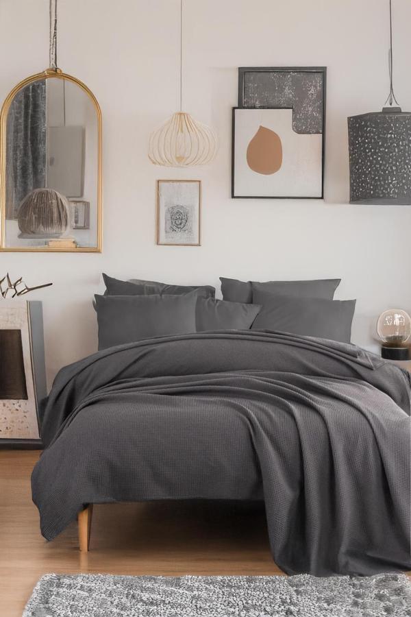 Ecocel Pike Örtü Battal King 240x230cm Karde Antrasit - Image 1