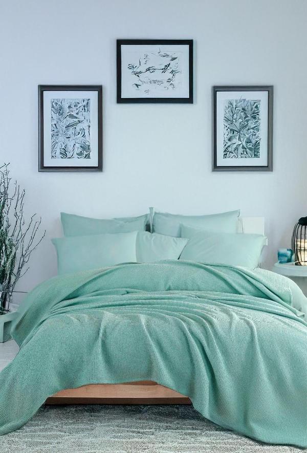 Ecocel Pike Örtü Battal King 240x230cm Karde Mint Yeşili - Image 1