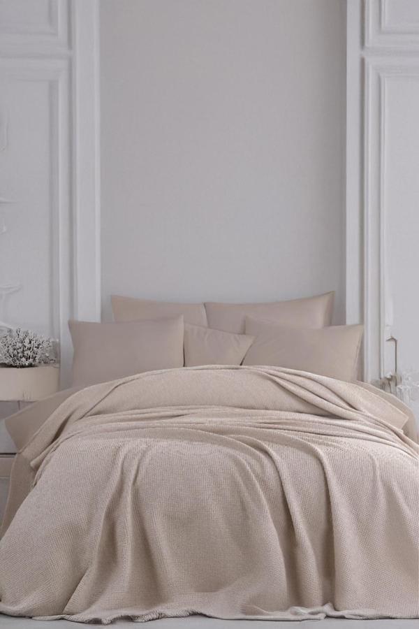 Ecocel Pike Örtü Battal King 240x230cm Karde Vizon Gri - Image 1