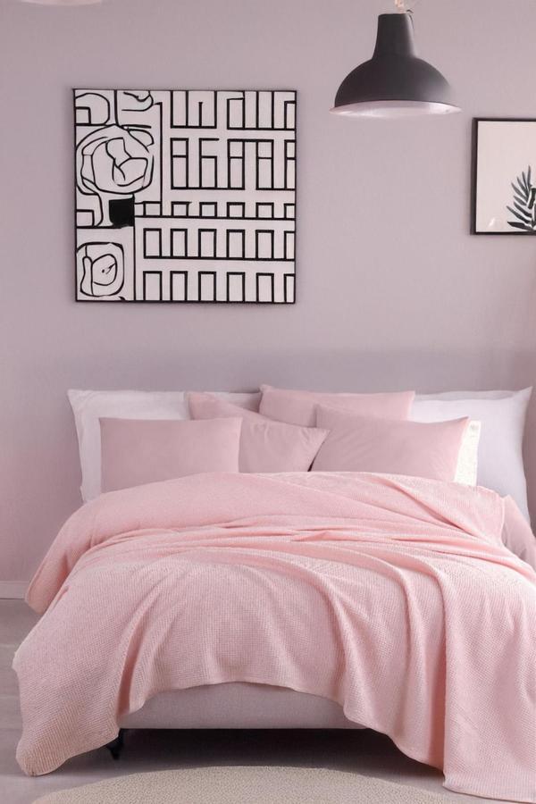 Ecocel Pike Örtü Çift Kişilik 200x230cm Karde PudraPembe - Image 1