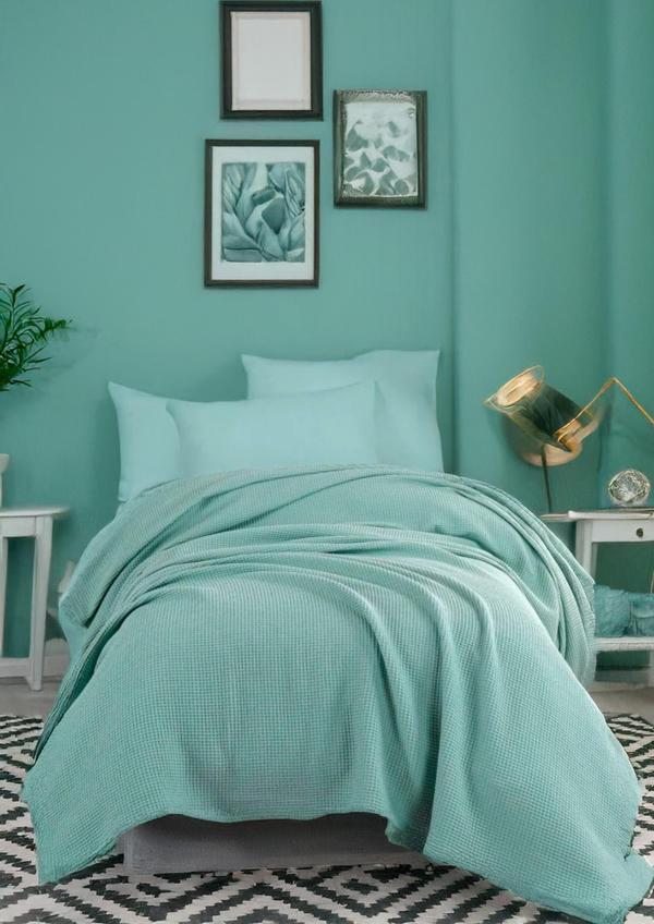Ecocel Pike Örtü Tek Kişilik 160x230cm Karde Mint Yeşili - Image 1
