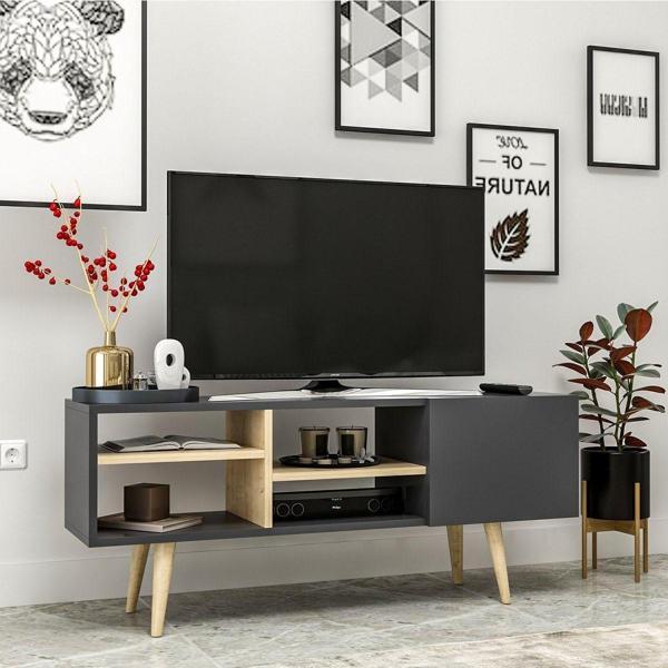Mobilya Gezegeni Luissa Ahşap Ayaklı Tv Ünitesi 120 Cm Antrasit - Image 1