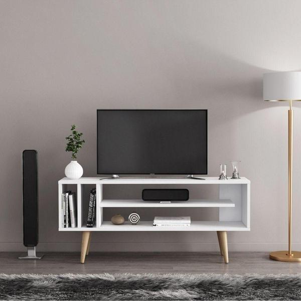 Mobilya Gezegeni Mis Tv Ünitesi - Beyaz / Ahşap Ayak - 120 Cm - Image 1