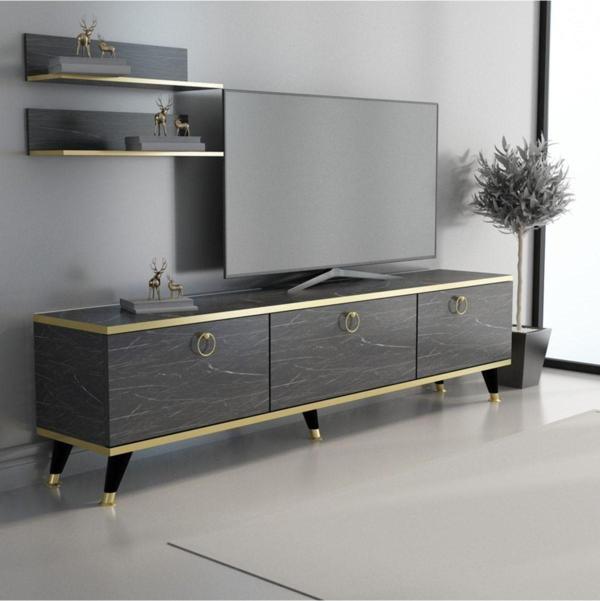 Mobilya Gezegeni Bendır Mermer - Altın Elite Gold Tv Ünitesi 180 Cm Z2003 - Image 1
