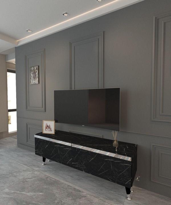 Mobilya Gezegeni Titer Bendır Mermer - Gümüş Tv Ünitesi 120 Cm - Image 1