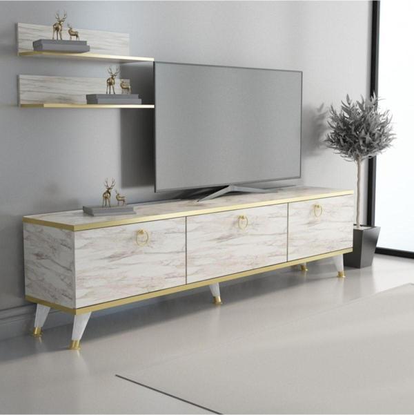 Mobilya Gezegeni Efes Mermer - Altın Elite Gold Tv Ünitesi 180 Cm Z2003 - Image 1