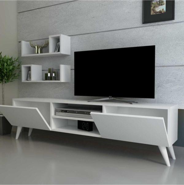 Mobilya Gezegeni Nature Tv Ünitesi 160 Cm Parlak Beyaz - Image 1