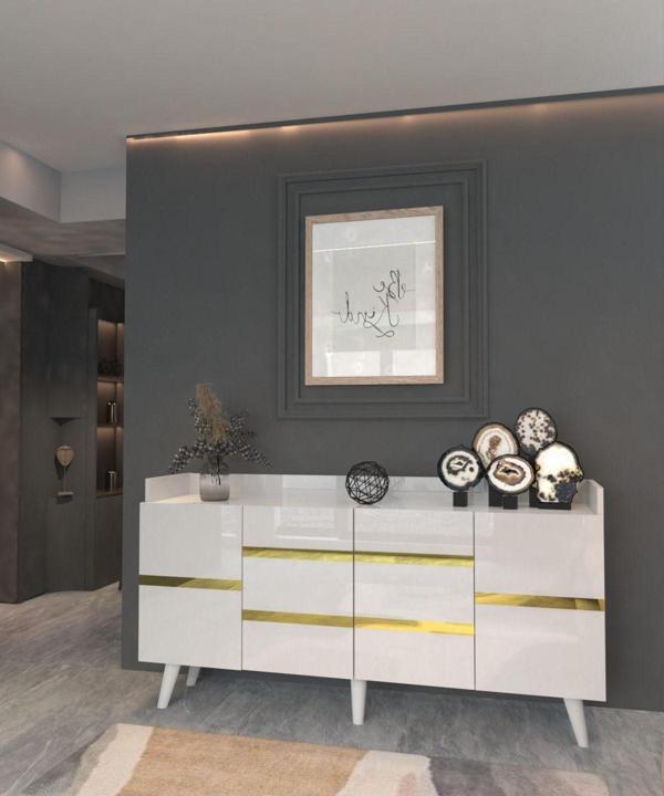 Mobilya Gezegeni Mobilya Gezgzeni Bella Konsol Beyaz Gold 160 Cm - Image 1