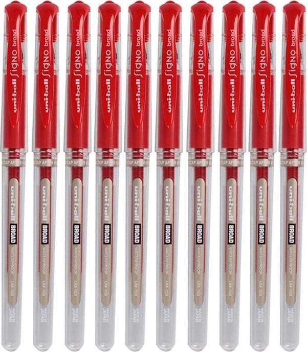Kırmızı İmza Kalemi 10 Adet Uniball Signo Broad 1.0 mm Roller Pilot Kalem Um-153 Roller Uçlu Likit Mürekkepli Kalem - Image 1