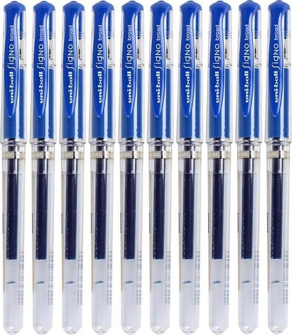 Mavi İmza Kalemi 10 Adet Uniball Signo Broad 1.0 mm Roller Pilot Kalem Um-153 Roller Uçlu Likit Mürekkepli Pilot Kalem - Image 1
