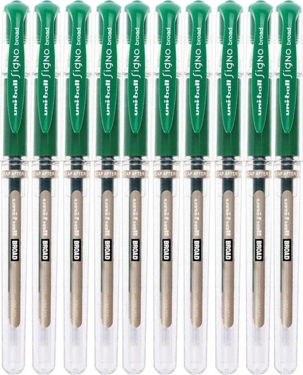 Yeşil İmza Kalemi 10 Adet Uniball Signo Broad 1.0 mm Roller Pilot Kalem Um-153 Roller Uçlu Likit Mürekkepli Kalem - Image 1