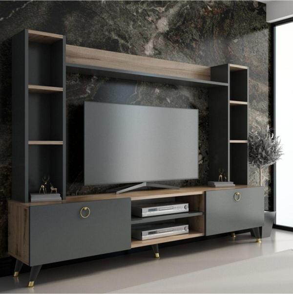 Mobilya Gezegeni Gold Çırağan Antrasit Tv Ünitesi - Image 1
