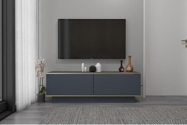 Mobilya Gezegeni Ares 135 Cm Tv Ünitesi Antrasit-Altın - Image 1