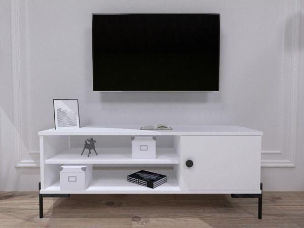 Mobilya Gezegeni Blair Tv Ünitesi/Demir Ayaklı 120 Cm-Beyaz - Image 1