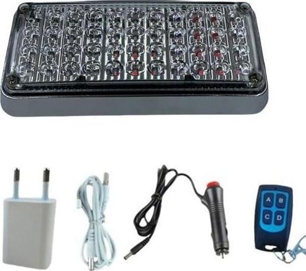 Tepe çakar lamba 44led  kırmızı-mavi kumandalı / LAPA119 - Image 1