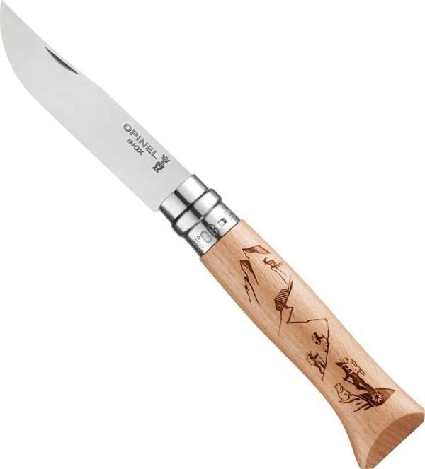 Opinel Inox No 08 Alpine Macera Yürüyüş Desenli Paslanmaz Çelik Çakı - Image 1