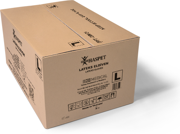 Haspet Lateks Muayene Eldiveni 100'lü L Büyük Boy Pudralı Beyaz 20 Kutu - Image 1