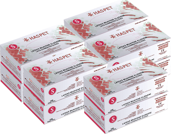 Haspet Lateks Muayene Eldiveni 100'lü S Küçük Boy Pudrasız Beyaz 10 Kutu - Image 1