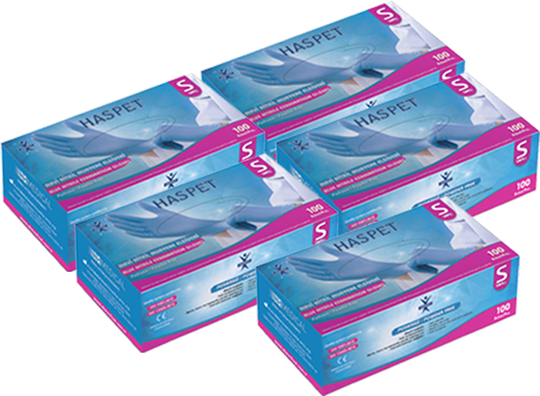 Haspet Nitril Muayene Eldiveni 100'lü S Küçük Boy Mavi 5 Kutu - Image 1