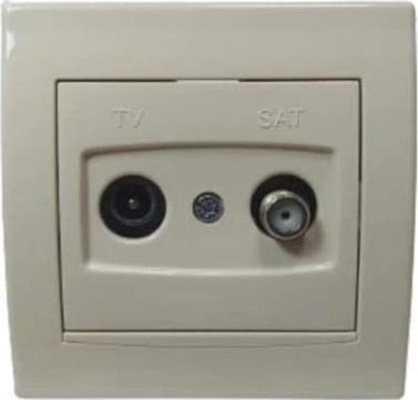 Schneider Alia TV/SAT Priz Sonlu 1dB Krem Renk - Image 1