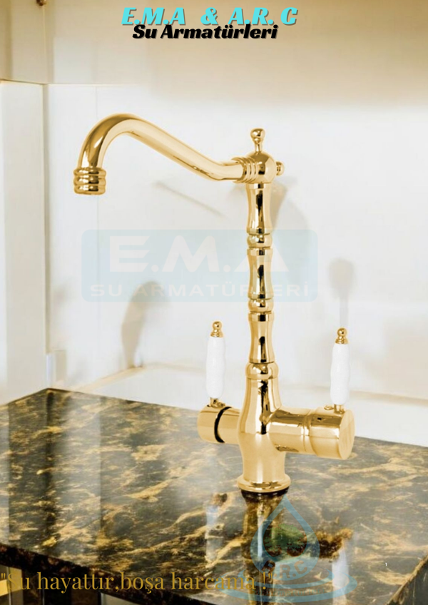 Arıtmalı Rustik Mutfak Evye Bataryası Gold  - Image 1