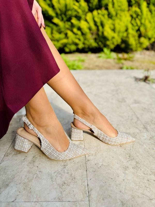 Kadın Hasır Detaylı Tokalı Topuklu Ayakkabı (Topuk 7 cm) - Image 1