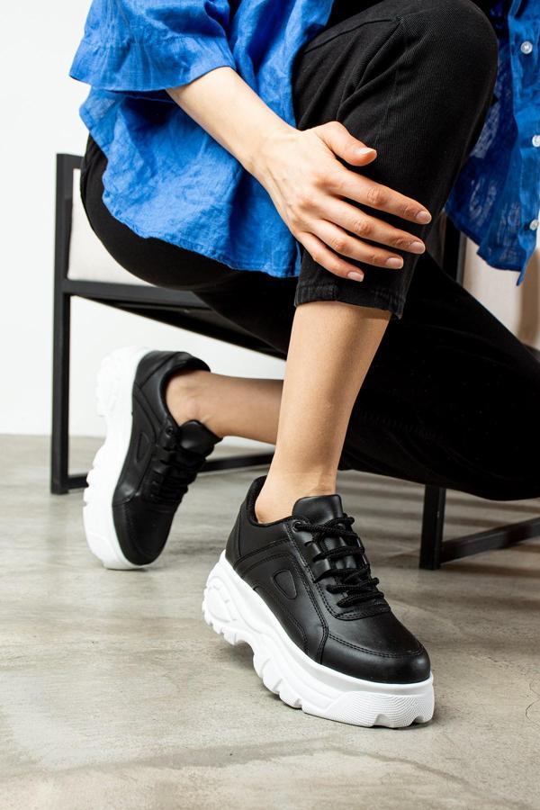 Günlük Kadın Spor Ayakkabı Yüksek Taban 6 Cm Sneaker Siyah - Beyaz - Bej - Rugan - Süet 001 - Image 1