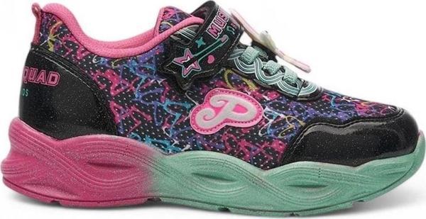 Günlük Cırtlı Kız Çocuk Spor Ayakkabı Renkli Simli Hafif Taban Süs Detay Lastik Bağcık Sneaker 4010 - Image 1