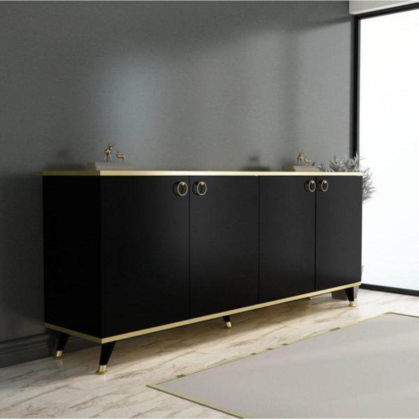 Mobilya Gezegeni Siyah Karen Gold Konsol 160 Cm K20 Siyah Gold - Image 1
