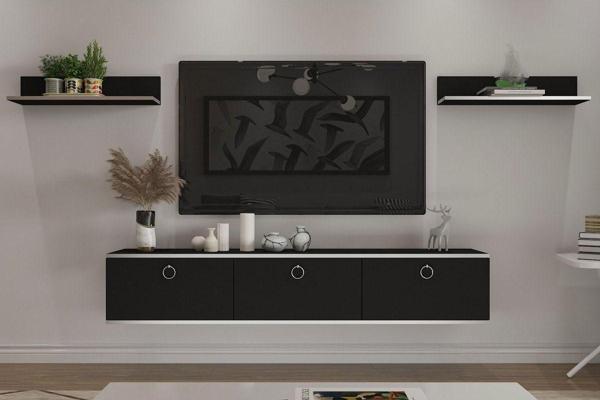 Mobilya Gezegeni Bella Tv Ünitesi 150 Cm Siyah-Gümüş - Image 1