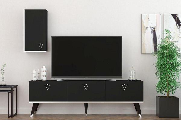 Mobilya Gezegeni Hermes Tv Ünitesi 150 Cm Siyah-Gümüş - Image 1
