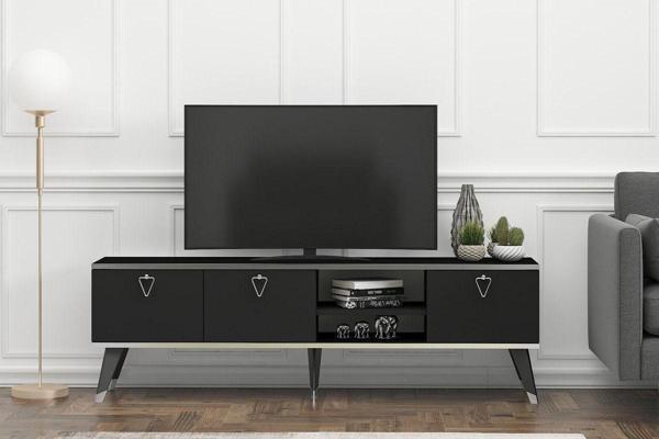 Mobilya Gezegeni Luna Tv Ünitesi 160 Cm Siyah-Gümüş - Image 1