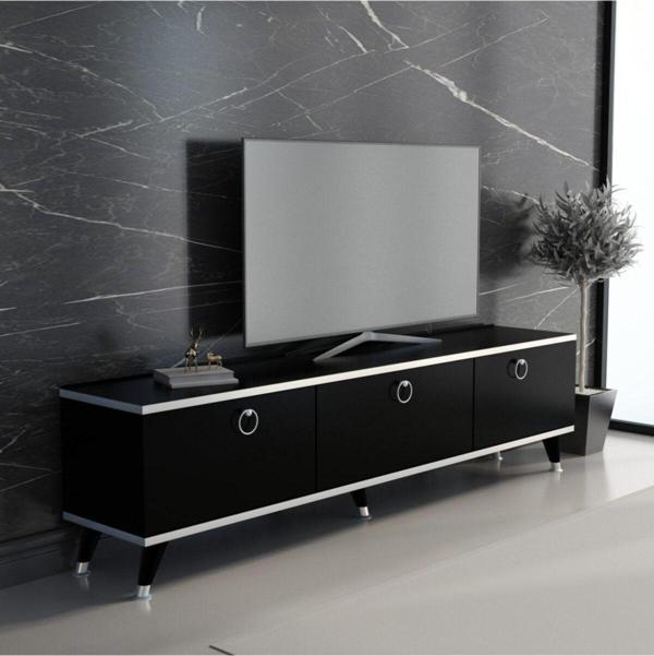 Mobilya Gezegeni Siyah Gümüş Elite Tv Ünitesi 180 Cm - Image 1