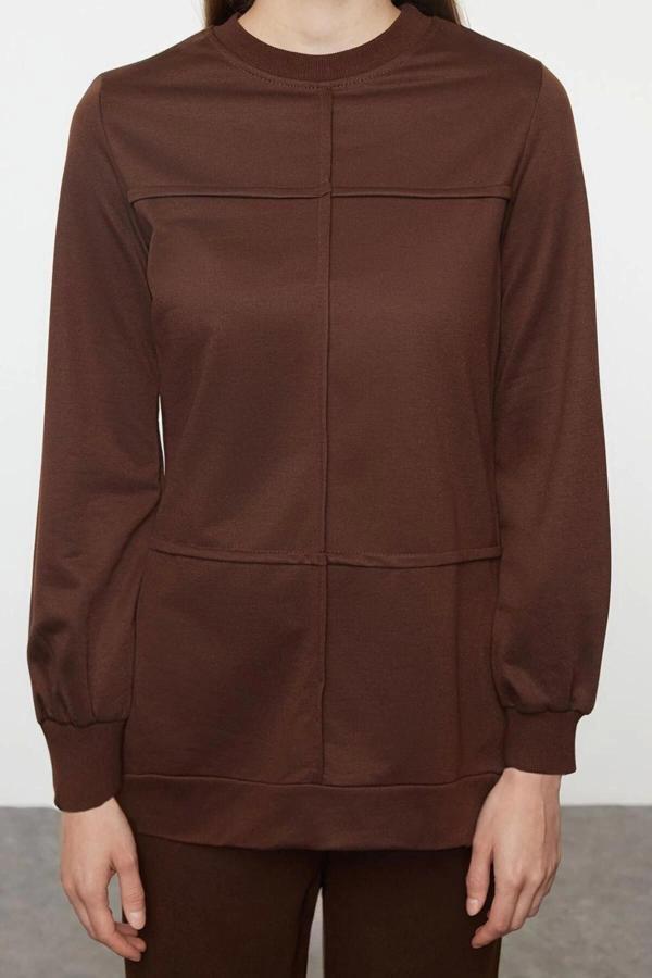 Tarz Kadın Modern Moda Normal Bel Boru Paça V Yaka Nervürlü Oversize Örme Alt-Üst Takım - Image 1