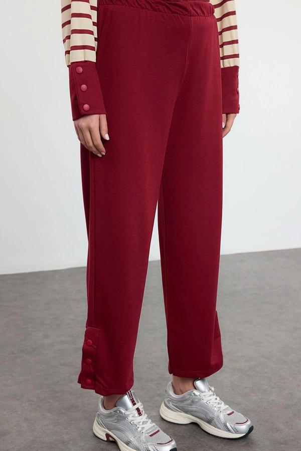 Tarz Kadın Modern Moda Normal Bel Boru Paça V Yaka Çizgili Sweat Pantolon Eşofman Takımı - Image 1