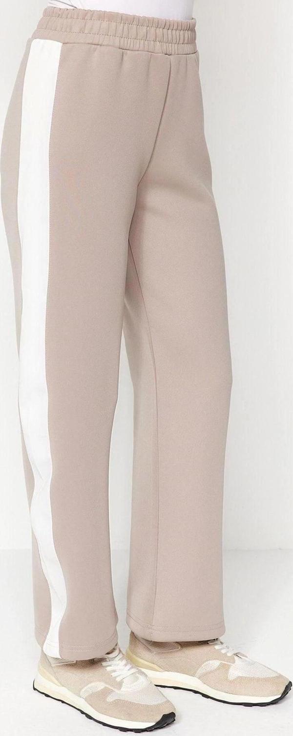 Tarz Kadın Modern Moda Normal Bel Boru Paça V Yaka Biyeli Örme Scuba Dalgıç Alt-Üst Takım - Image 1