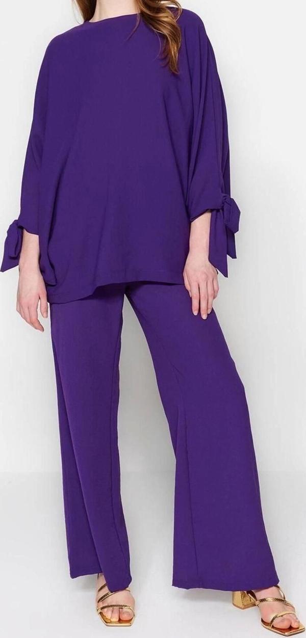 Moda Bisiklet Yaka Yarasa Kol Casual Günlük Mint Yarasa Kollu Dokuma Aerobin Tunik-Pantolon Takım - Image 1
