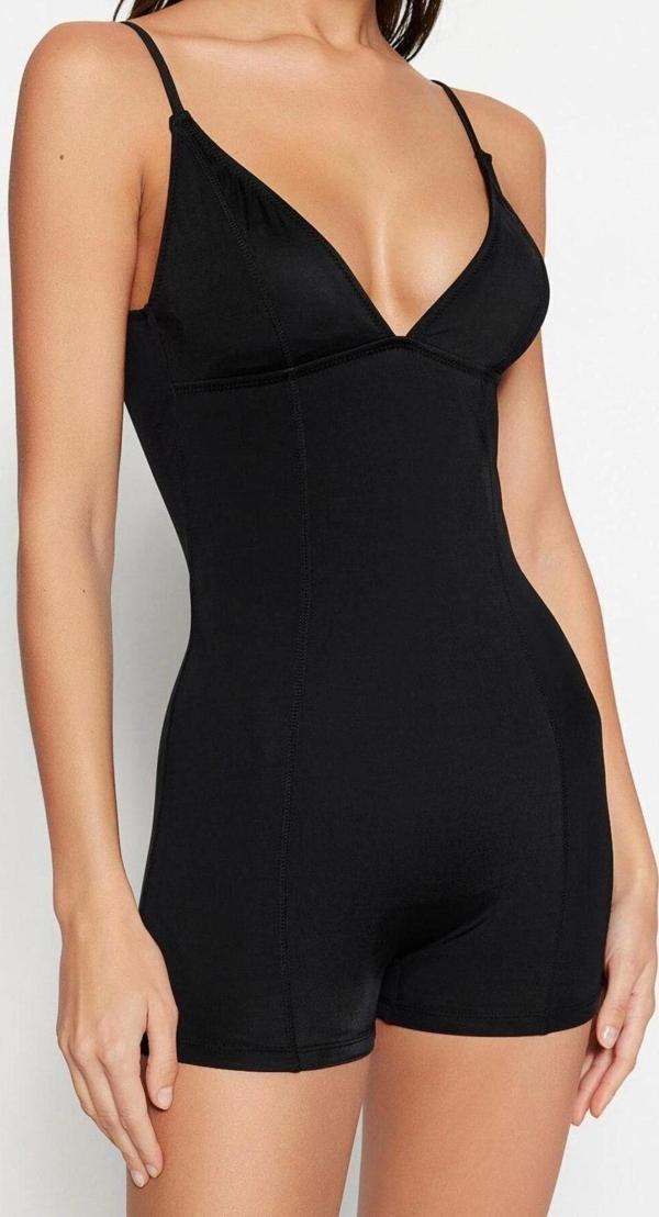 Kadın Moda Atma Kap Askılı Brief Yaka Kırmızı Düz Bralette Askılı Mayo - Image 1