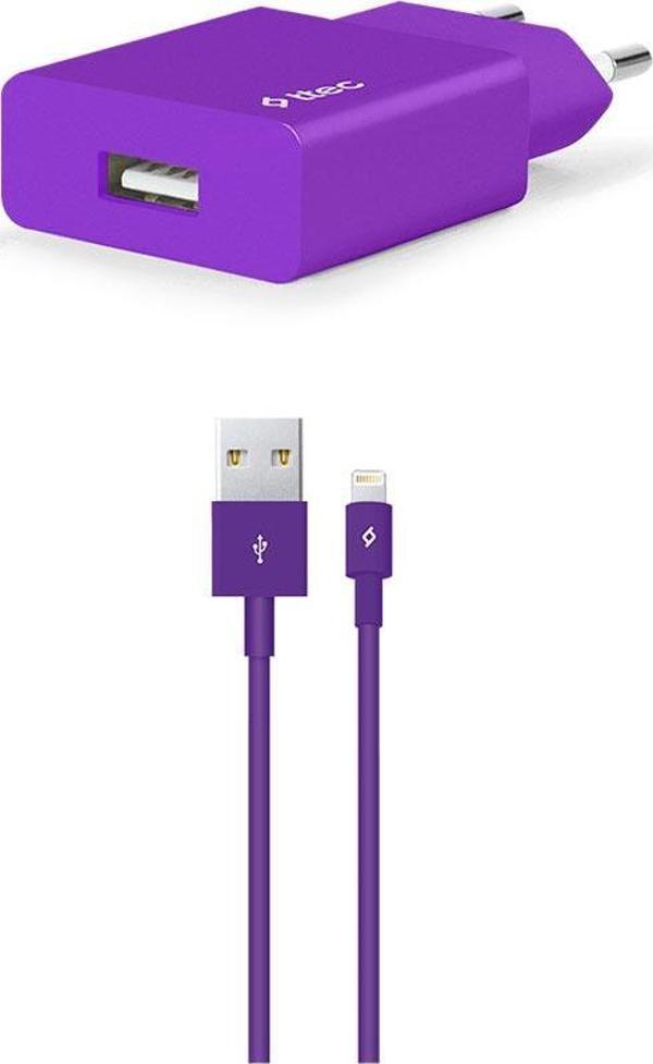 Ttec Smartcharger Seyahat Şarj Aleti 2.1A + Lightning Kablo Mor - 2SCS20LMR - Image 1