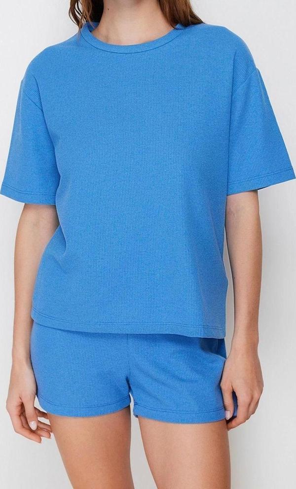 Tarz Rahat Kısa Kollu Boru Paça Waffle Kumaş Örme Pijama Takımı - Image 1