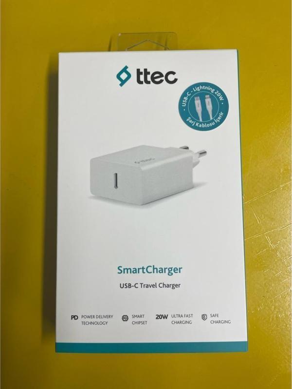 Ttec 2SCS22BL Smartcharger Pd 20W Seyahat Hızlı Şarj Aleti+Usb-C - Lightning 150 cm Kablo Beyaz - Image 1