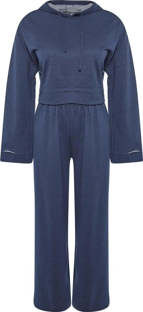 Tarz Rahat Uzun Kollu Geniş Paça Geniş Kalıp Örme Pijama Takımı - Image 1