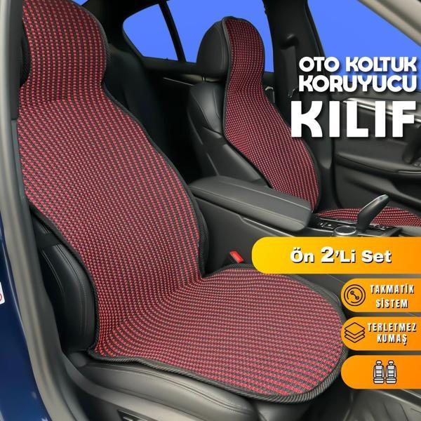 Renault Megane 4 Uyumlu Koltuk Kılıfı Minder Çizgili Siyah Kırmızı 2+1 Ön Arka Set - Image 1