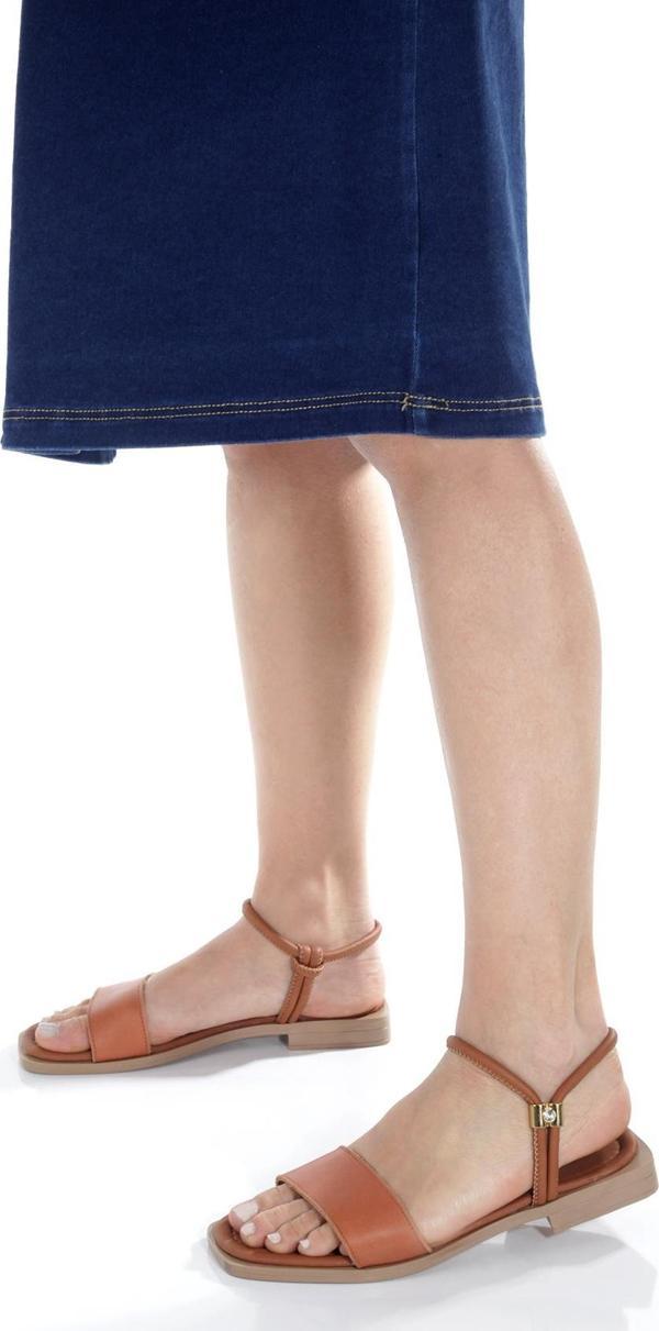 MİA028-3011 Hakiki Deri Kadın Günlük Konforlu TABA Tatil Sandalet - Image 1