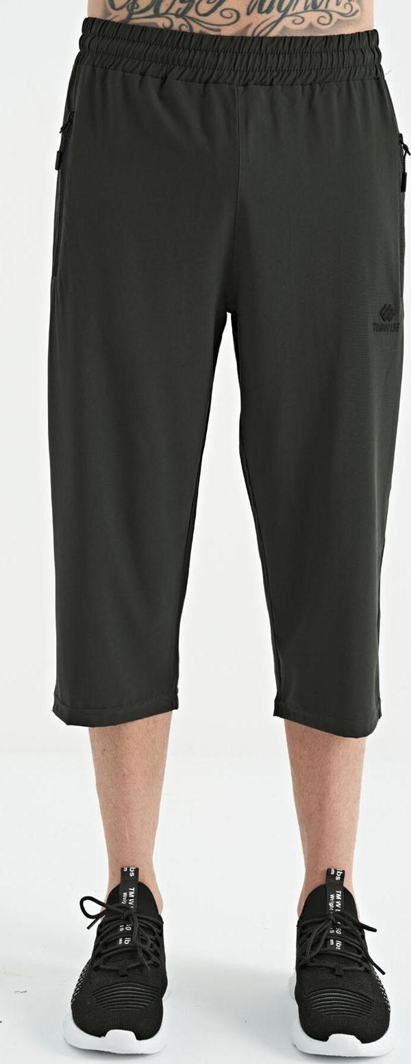 Haki Bağcıklı Standart Kalıp Fermuar Cepli Aktif Spor Erkek Kapri - 83096 - Image 1