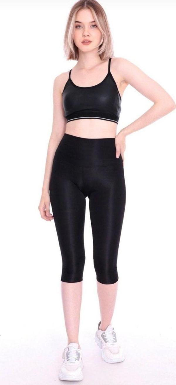 Ozy Fashion Dalgıç Kumaş Kapri Tayt Siyah L - Image 1