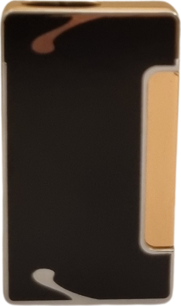 PremiumQuality Gümüş -Siyah Desenli Çift Torch Metal Puro Çakmağı - Image 1